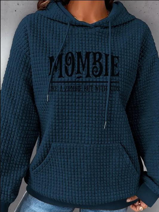 PREORDER Halloween Mombie Knit Waffle Pullover Hooded Sweater