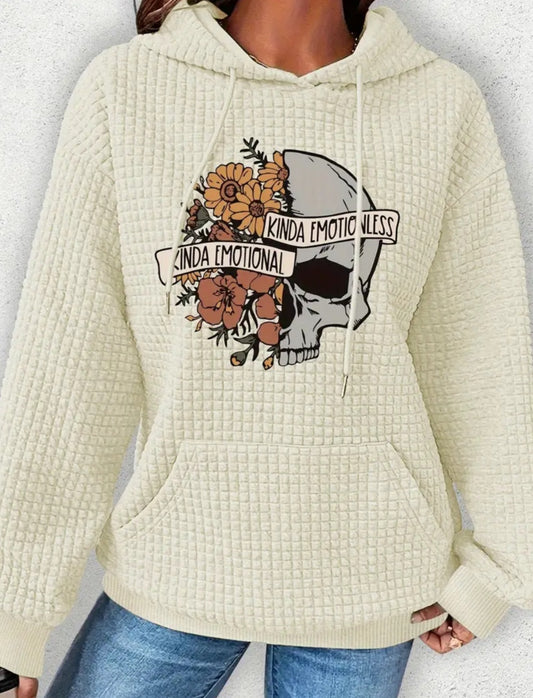 PREORDER Halloween Kinda Emotional Kinda Emotionless Knit Waffle Pullover Hooded Sweater
