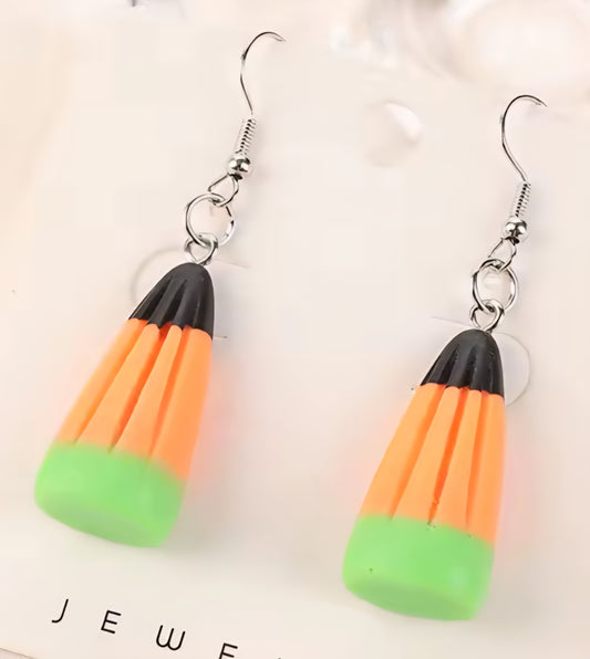 PREORDER Halloween Green Goblin Candy Corn Acrylic Dangle Earrings