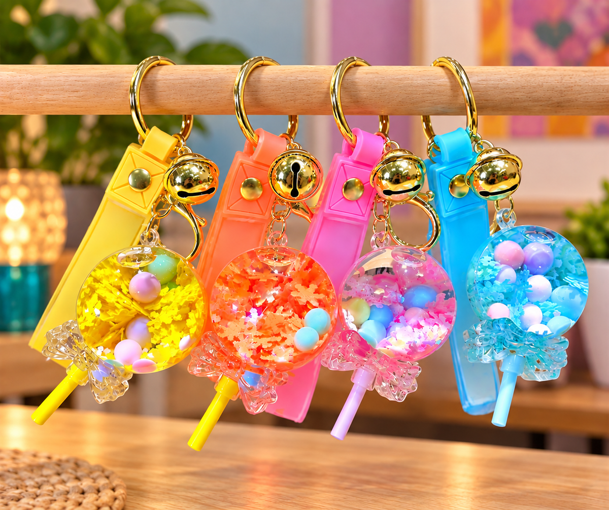 Mystery Lollipop Glitter Liquid Acrylic Keychain