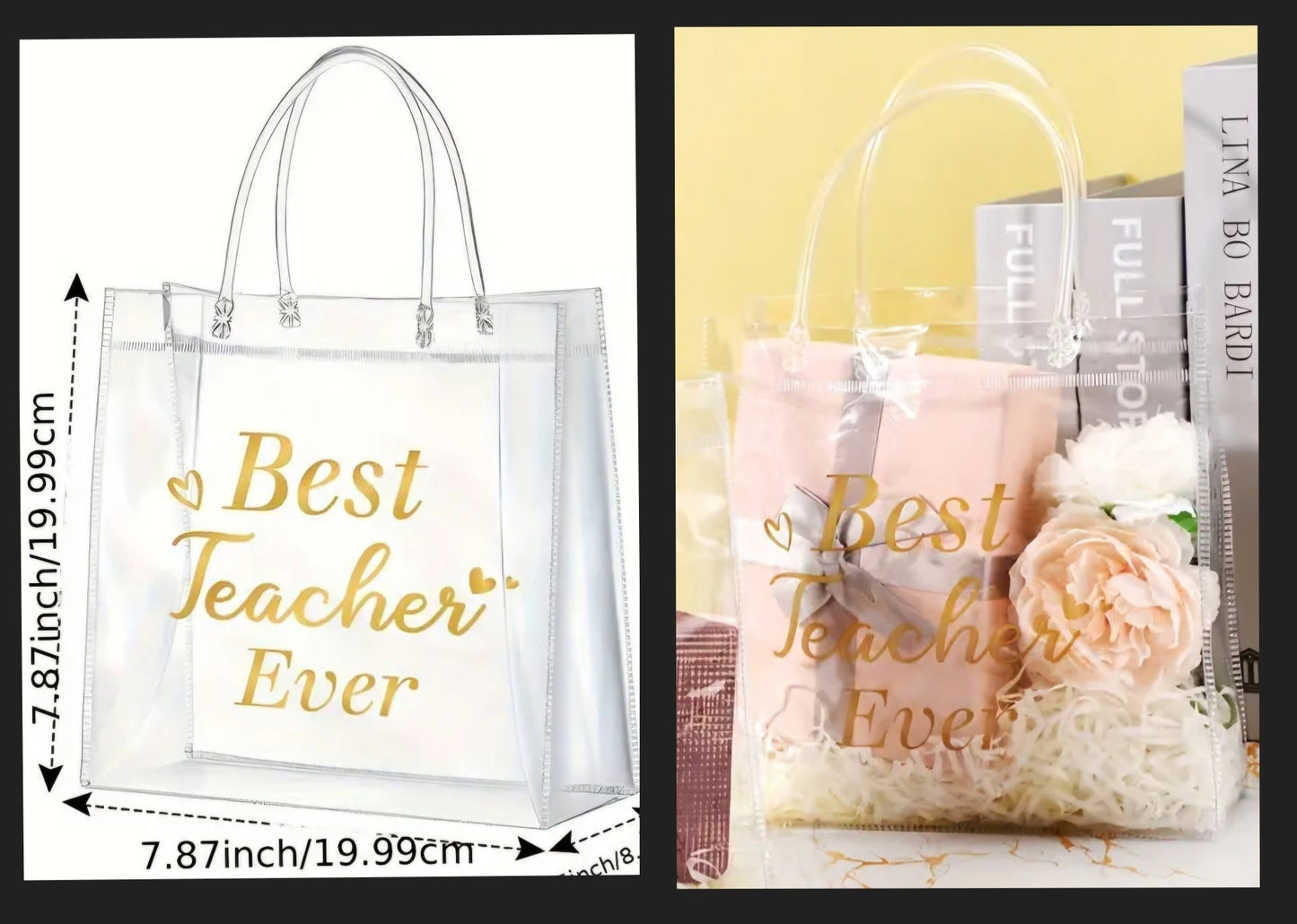 Best Teacher Ever Clear PVC Bag