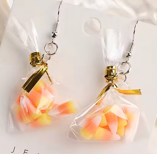 PREORDER Halloween Candy Corn Bag Dangle Earrings