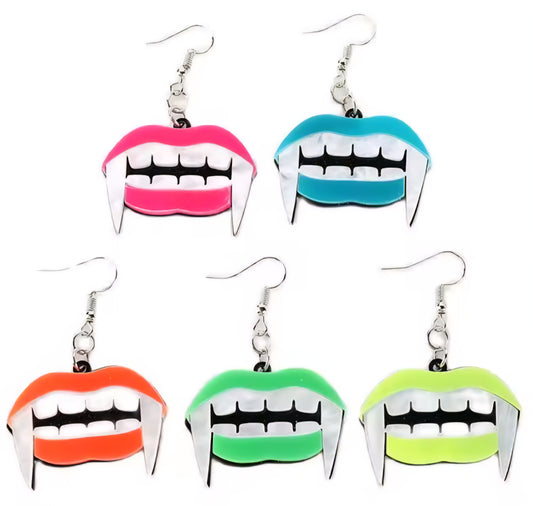 PREORDER Neon Vampire Acrylic Dangle Earrings