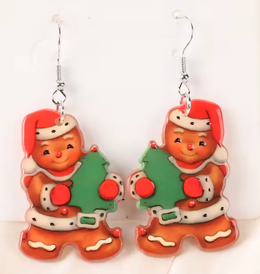 PREORDER Christmas Tree Gingerbread Woman Acrylic Dangle Earrings