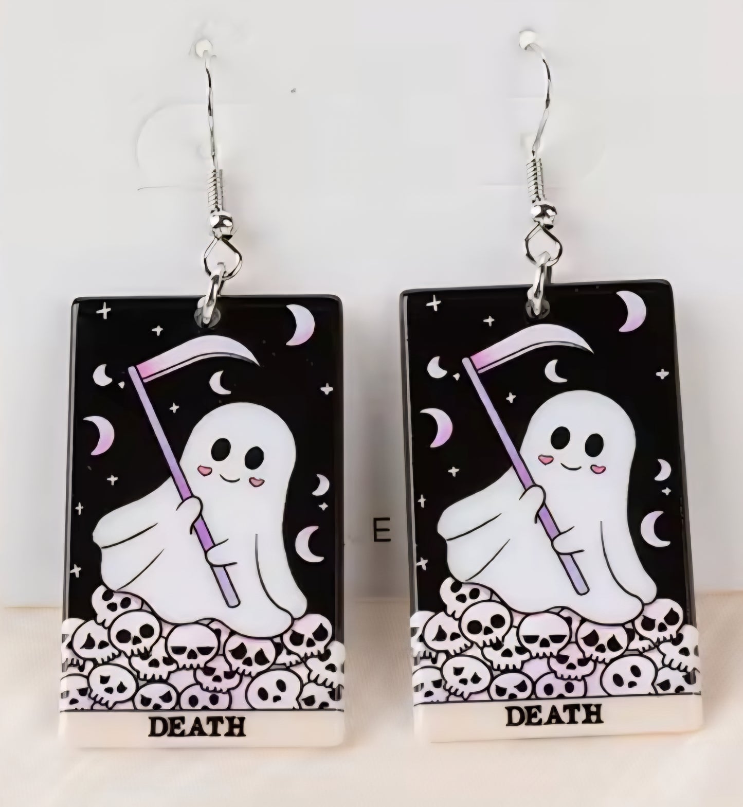 PREORDER Halloween Death Tarot Card Acrylic Dangle Earrings