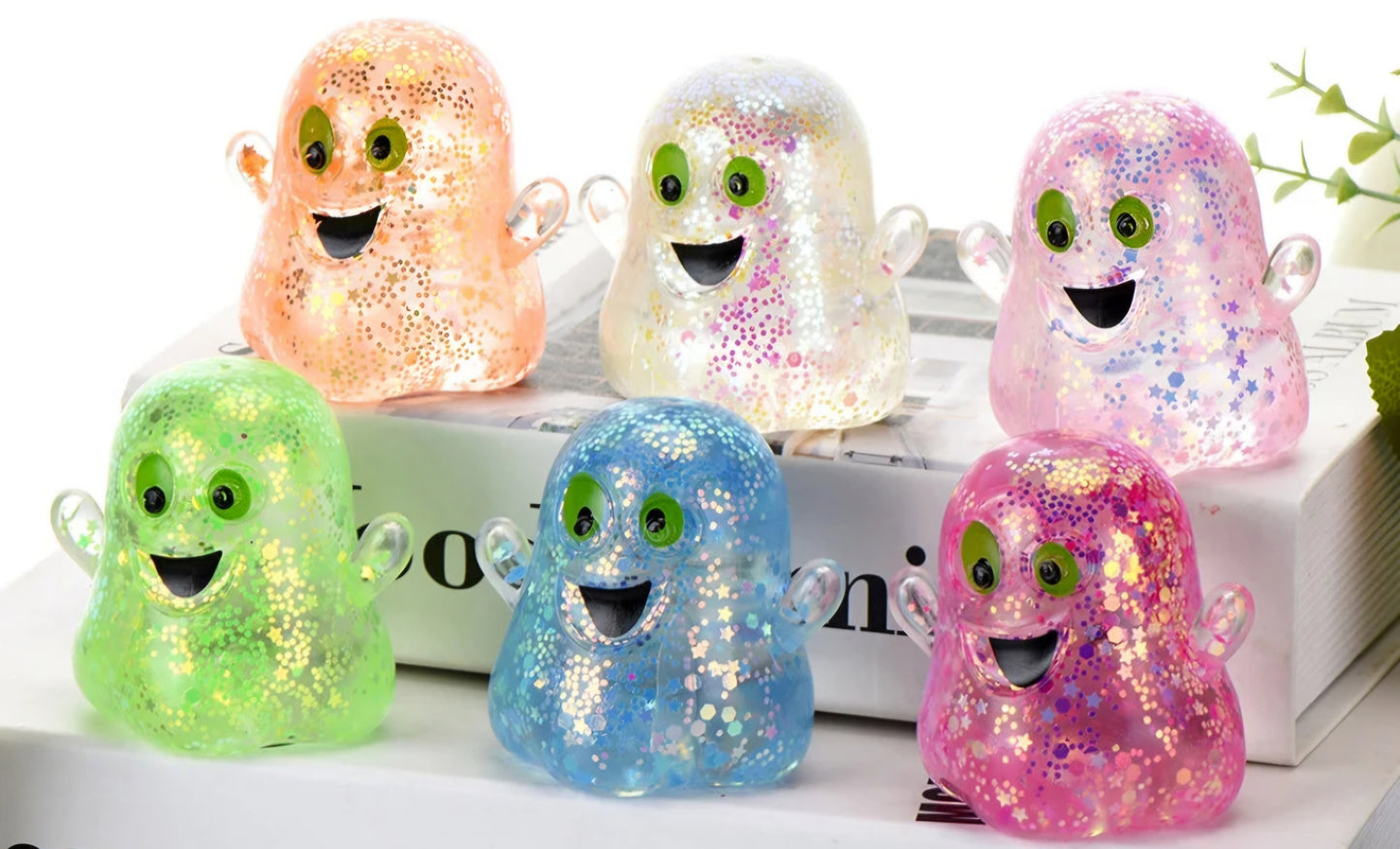 Mystery Halloween Happy Ghost Glitter Maltose Squishy