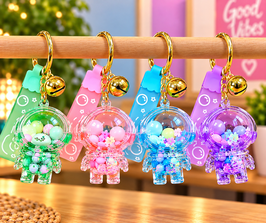 Mystery Astronaut Glitter Liquid Acrylic Keychain