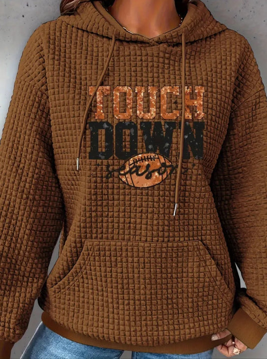 PREORDER Touchdown Season Knit Waffle Pullover Hooded Sweater
