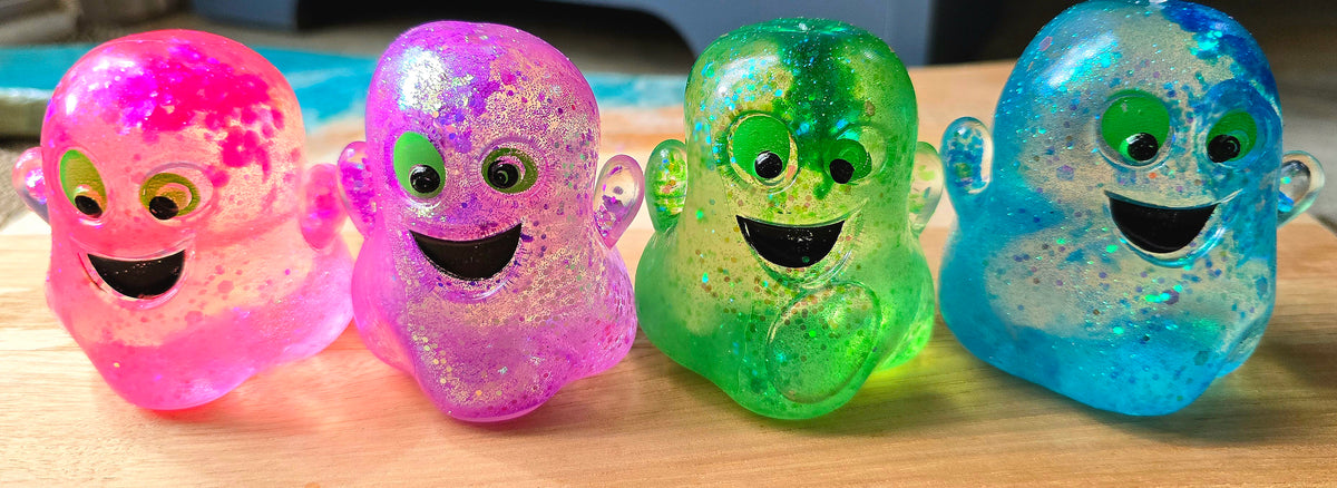 Mystery Halloween Happy Ghost Glitter Maltose Squishy