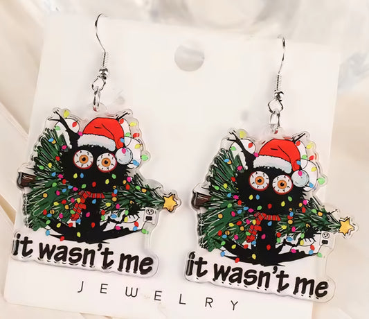 PREORDER Christmas It Wasnt Me Acrylic Dangle Earrings