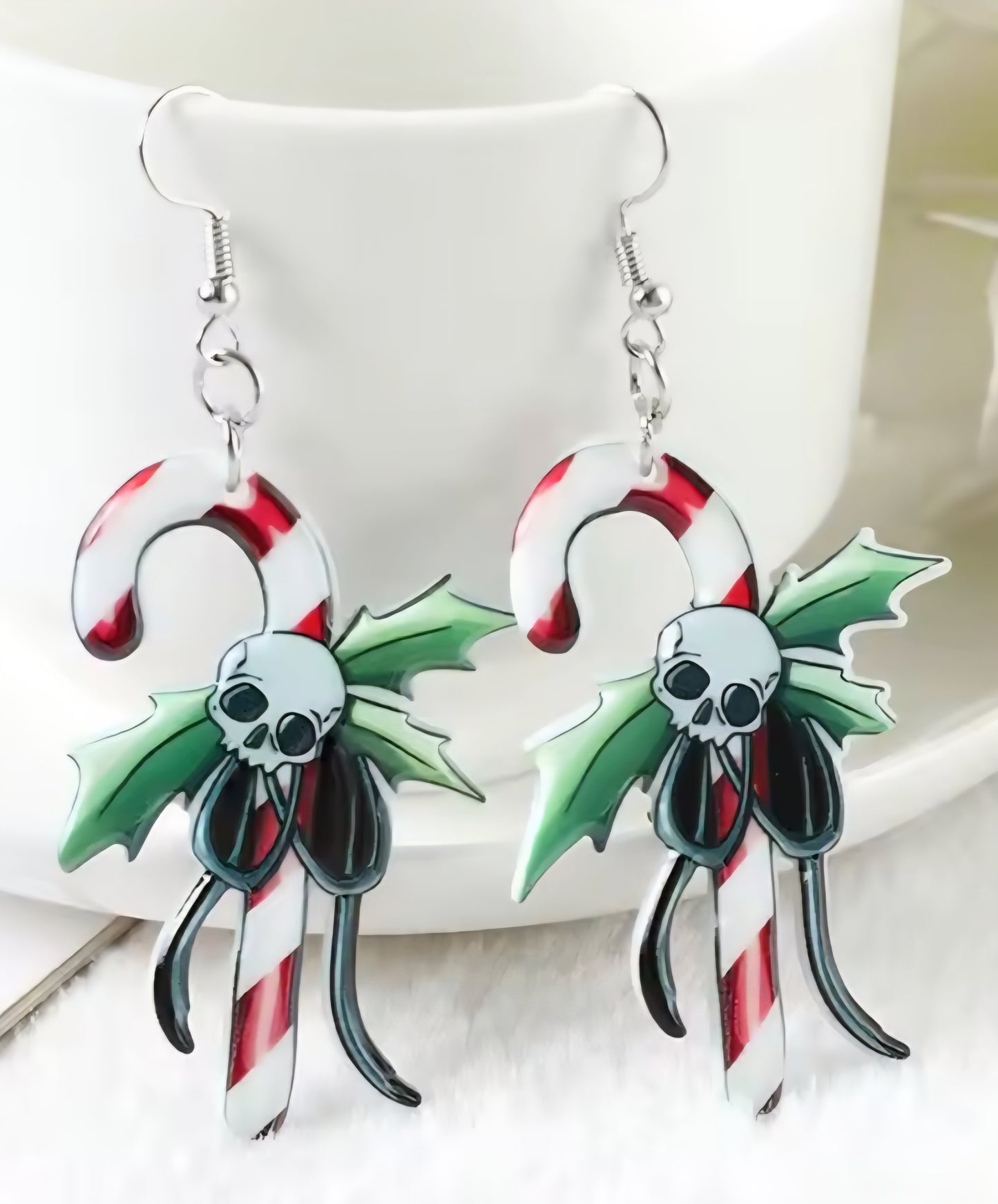 PREORDER Halloween/Christmas Candy Cane Acrylic Dangle Earrings