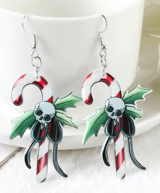 PREORDER Halloween/Christmas Candy Cane Acrylic Dangle Earrings