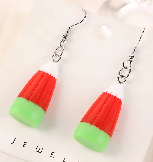 PREORDER Christmas Candy Corn Acrylic Dangle Earrings