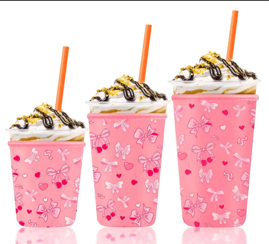 PREORDER Pink Bow Ice Coffee Sleeve- 3 Pack.