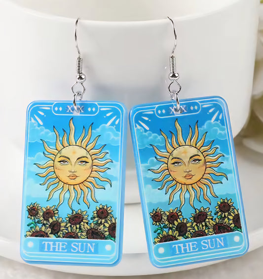 PREORDER Halloween The Sun Tarot Card Acrylic Earrings