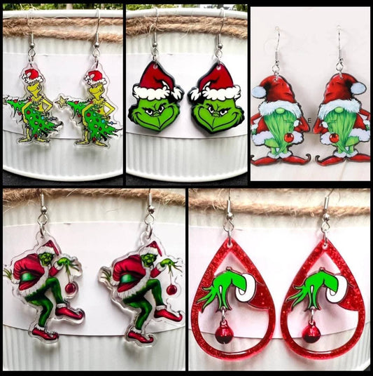 PREORDER Christmas Mean One Acrylic Dangle Earrings