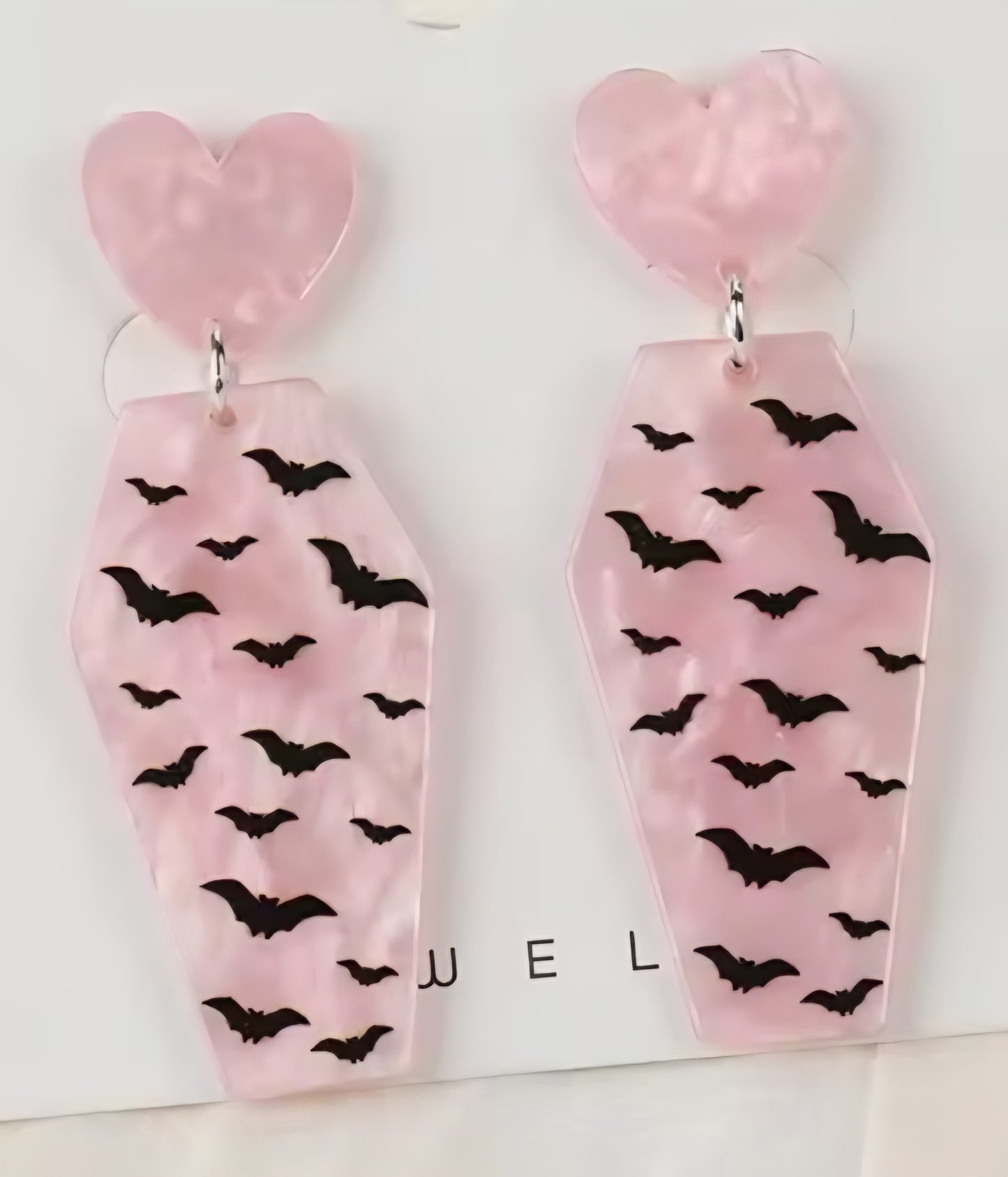 PREORDER Halloween Pink Bat Acrylic Dangle Earrings