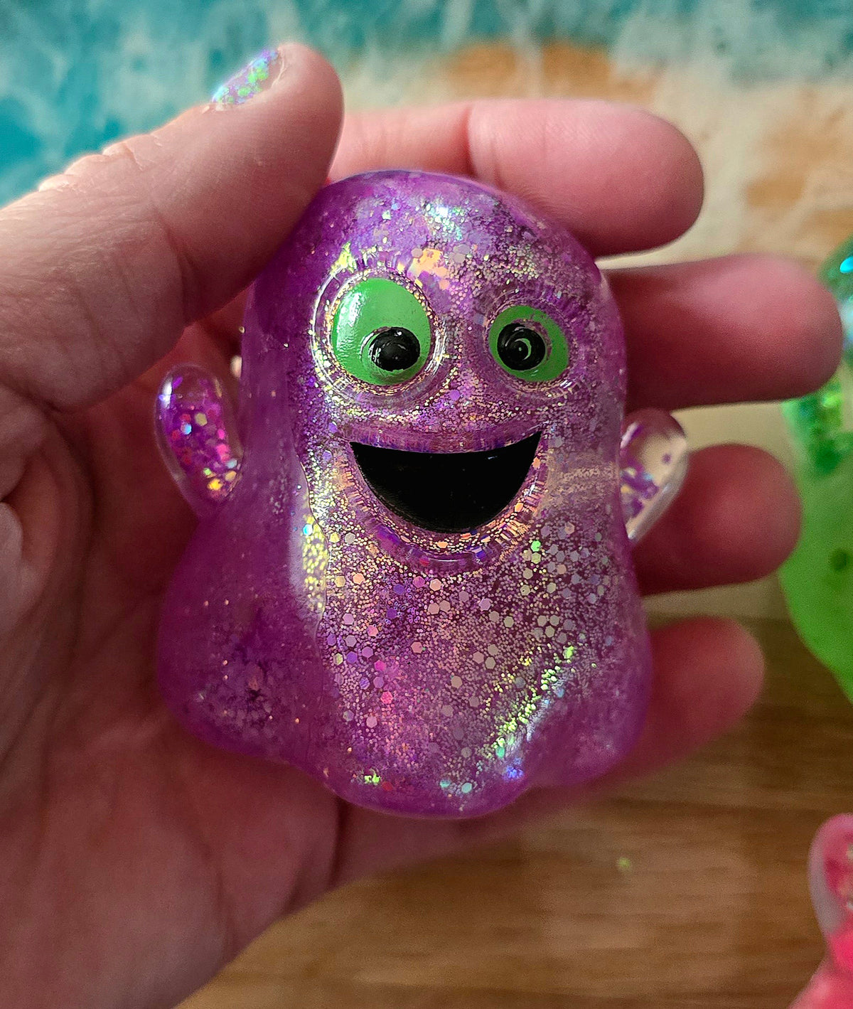 Mystery Halloween Happy Ghost Glitter Maltose Squishy