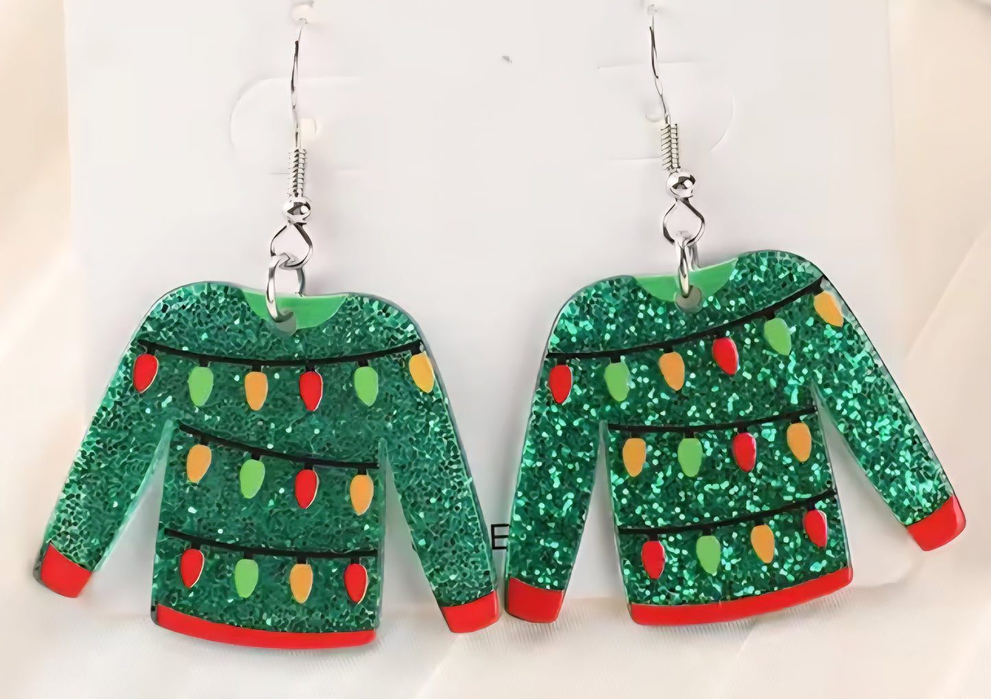 PREORDER Christmas Tree Lights Ugly Sweater Acrylic Dangle Earrings