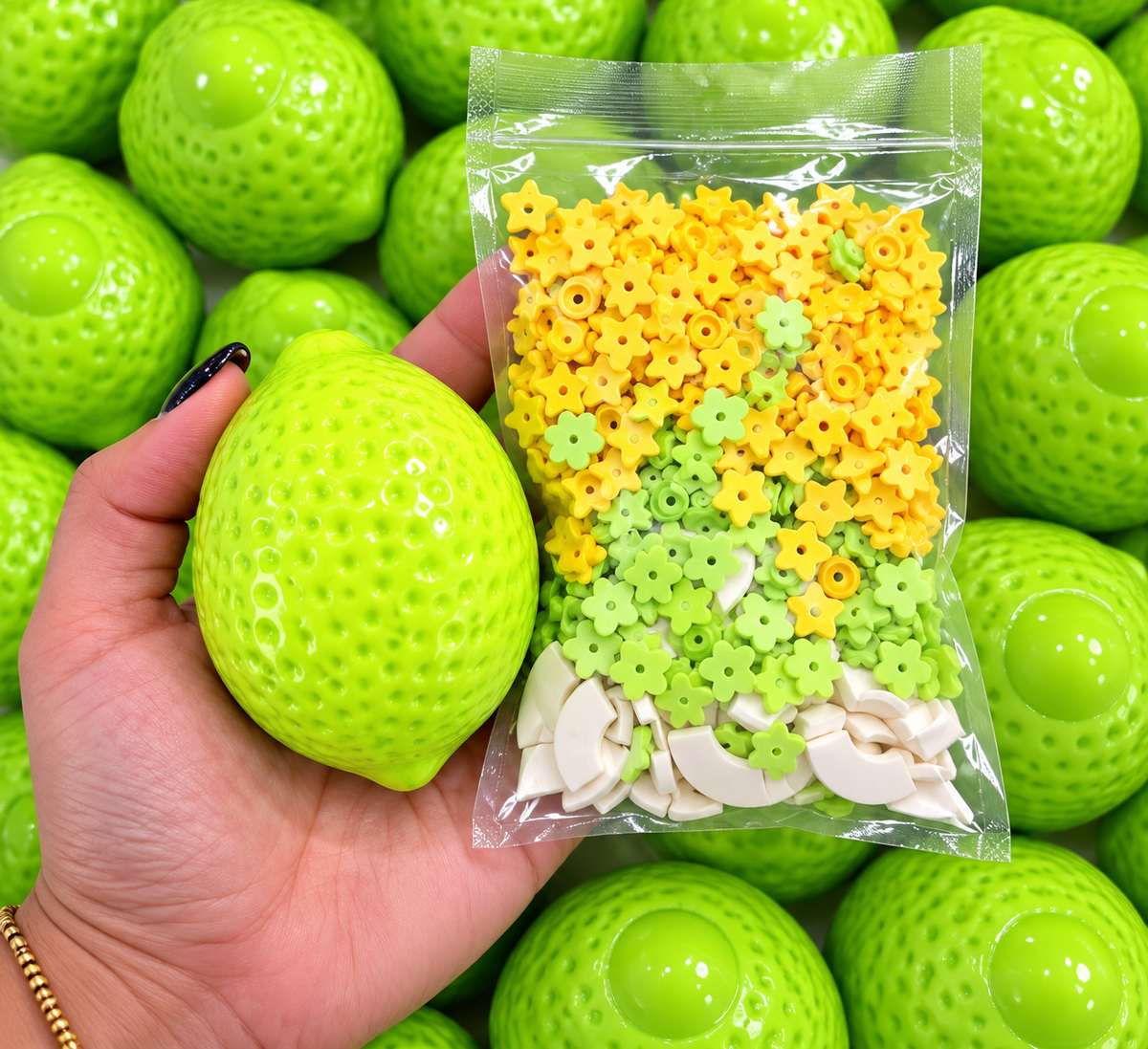 Green Lemon Crunchy Building Block Squishy