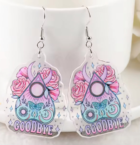 PREORDER Halloween Rose Goodbye Acrylic Dangle Earrings